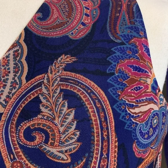 Ronni Nicole Blue & Pink Paisley Dress sleeveless size 6 PTP 18” length 47” NWT - Picture 10 of 14